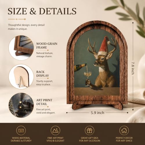Christmas Deer Arched Table Sign, Rustic Farmhouse Holiday Decor - Image 2