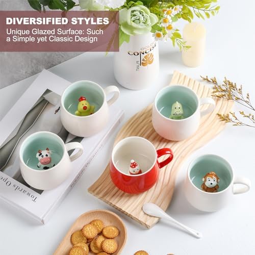 Cute Dinosaur Ceramic Coffee Mug Hidden 3D Animal In Cup Ideal Creative Holiday Gifts Christmas and Birthday Gifts for Animal Lovers Family Kids Friends Colleagues 12OZ (Green and Black) - Image 7