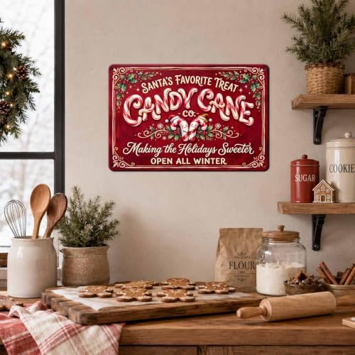 Candy Cane Sign, Christmas Sweet Shop Decor, Vintage Wall Art - Image 7