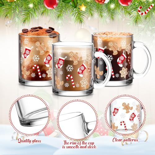 Maxcheck 6 Pack 12 oz Christmas Gingerbread Coffee Mugs Glass Cups Bulk - Image 4