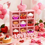 SANNIX 450Pcs Valentine's Day Foil Cupcake Liners Red Pink Cupcake Wrappers Foil Metallic Muffin Liners Baking Cups for Valentines Wedding Party Decorations Supplies - Image 4