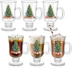 Sliner 6 Pcs Glass Coffee Mugs, Classic Irish Mugs with Handle by Sliner