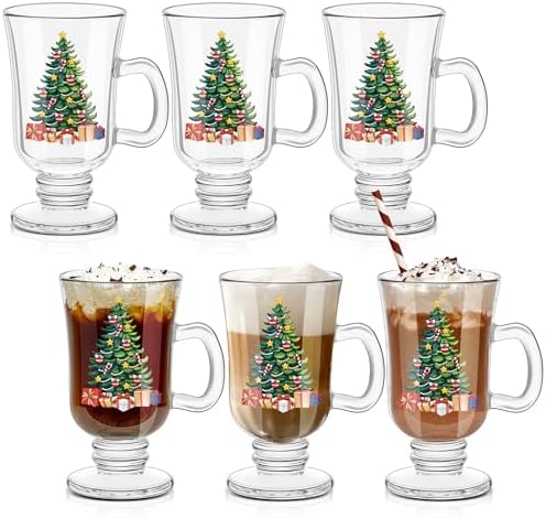 Sliner 6 Pcs Glass Coffee Mugs, Classic Irish Mugs with Handle by Sliner