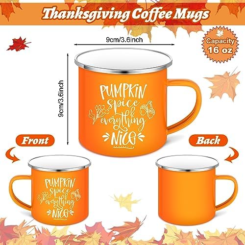 Mumufy 9 Pcs Fall Coffee Mugs, 12 oz, Thanksgiving Enamel Mugs with Handle - Image 3
