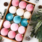 Velvet Christmas Ornaments Balls for Tree - 15pcs Pink & Teal Christmas Ornaments Shatterproof for Xmas Decorations - Multicolor Pink Teal Beige 80mm 3.15inch - Image 2