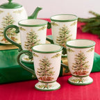 Holly Tree Christmas Mugs – Set of 4 16oz Ceramic Holiday Mugs with Classic Tree Design, Dishwasher Safe, Cozy Seasonal Drinkware for Coffee, Tea, and Cocoa - Image 3