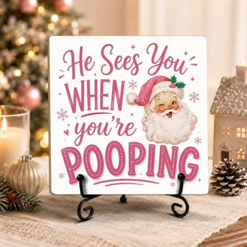 Christmas Bathroom Decor Wooden Signs Wood Plaque with Support Stand - Image 5