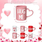 Valentines Coffee Mug Set of 6, 10 oz Valentines Mugs with Handle Pink Red White Ceramic Enamel Cups for Gift Party Supplies - Image 2