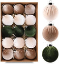 Christmas Tree Ornaments Velvet Balls - Pack of 15pcs Shatterproof Xmas Bulbs Decorations Set - Multicolor Green Brown Neutral, 80mm 3.15 inch by GraduationDecorations2023