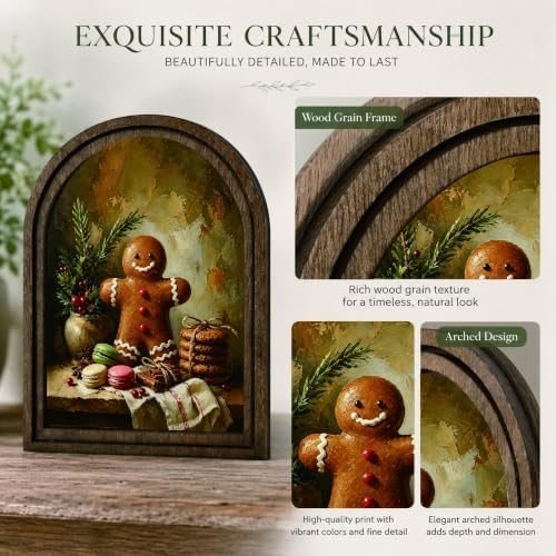 Gingerbread Man Arched Table Sign, Christmas Farmhouse Shelf Decor - Image 4