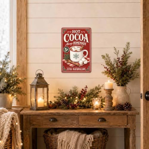Hot Cocoa Sign, Christmas Kitchen Decor, Vintage Holiday Wall Art - Image 7