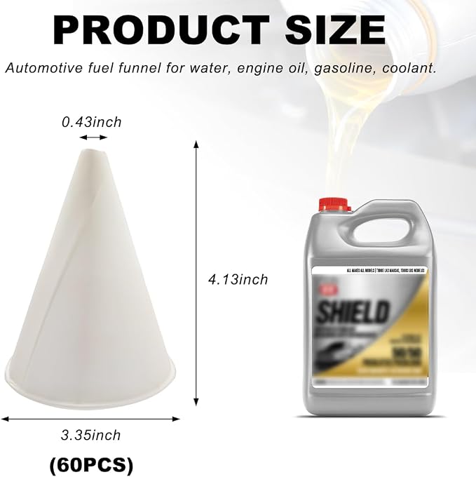 DXNQ 60PCS Disposable Engine Oil Funnels, Paper Cone Funnel Motor Oil Funnel - Image 2