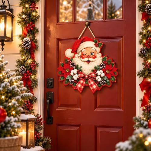 Christmas Decorations - Winking Santa Claus Wooden Sign for Front Door - Image 6