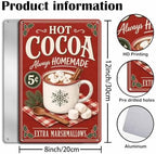 Hot Cocoa Sign, Christmas Kitchen Decor, Vintage Holiday Wall Art - Image 3