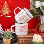 2 Pack Christmas Enamel Mugs, 12 oz North Pole Christmas Mugs Hot Chocolate Mug Set Santa Claus Enamel Mug, Stocking Stuffer Gift for Women Friends Coworkers Family - Image 3