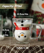 LIBWYS 2pcs Snowman Christmas Mugs, 13 oz Double Walled Coffee Mugs with Snowflake Lid, Heat Resistant mugs set for Hot Cocoa and Latte, Christmas Gift for Family, Friend - Image 2