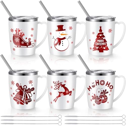 6 Pcs Christmas Coffee Mugs 16 Oz Stainless Steel Insulated Tumbler by Kritkin