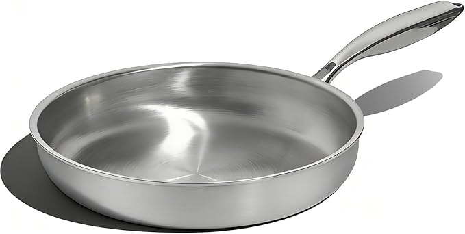 Umite Chef 10 Inch Stainless Steel Frying Pan, Non-Toxic 5 Ply Stainless Clad by UmiteChef