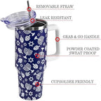 Hanukkah Tumbler with Handle and Straw Lid 40 oz,Cute Blue Merry Xmas Love & Light Gifts for Women Vacuum Insulated Leak Proof Tumbler,Winter Holiday Accessories Stainless Steel Coffee Cup Mug - Image 3