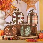 4 Pcs Fall Pumpkin Decor, Wooden Autumn Fall Decorations for Home - Image 2