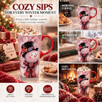 Topadorn Christmas Ceramic Travel Mug with Lid, 17 oz, Snowman & Cardinal - Image 7