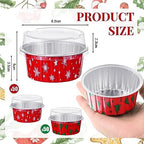 Umigy 100 Pcs Christmas Aluminum Foil Baking Cups with Lids, Snowflake,Tree - Image 2
