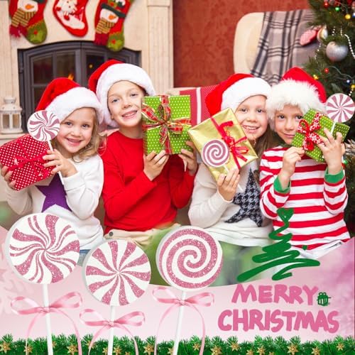 3 Pieces Christmas Table Decorations Wood Candy Set, Pink Christmas Tiered Tray Decor,Rustic Candy Table Decorations for Home Tables (Pink) - Image 5