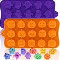 Pumpkin & Ghost Candy Silicone Molds for Halloween Small Chocolate, Wax Melts, Cake Decoration 15 Cavity Food Grade Bpa Free for Kids, Oven Safe DIY Homemade Mould Treat or Trick -2 PCS by HKNMTT