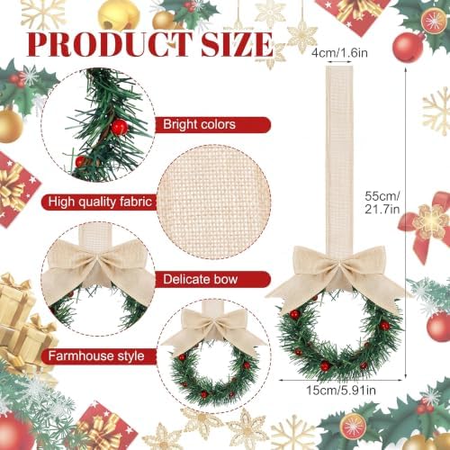 Retrowavy 12 Pcs Small Christmas Kitchen Cabinet Wreaths with Ribbon - Image 2