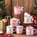 6 Pcs Christmas Mini Coffee Mugs Nutcracker Coffee Cups Pink Pastel - Image 2