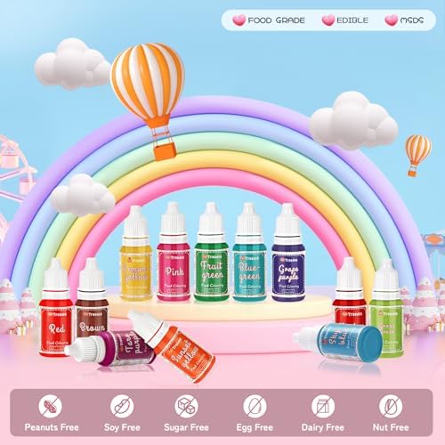 Food Coloring Liquid Set,18 Colors x 10ml Food Grade Food Dye Edible Vibrant Liquid Color for Cake Decorating,Baking,Easter Egg,Icing,Fondant,Cookies,Slime Making DIY Supplies Kit -0.35 Fl. oz/Bottles - Image 3