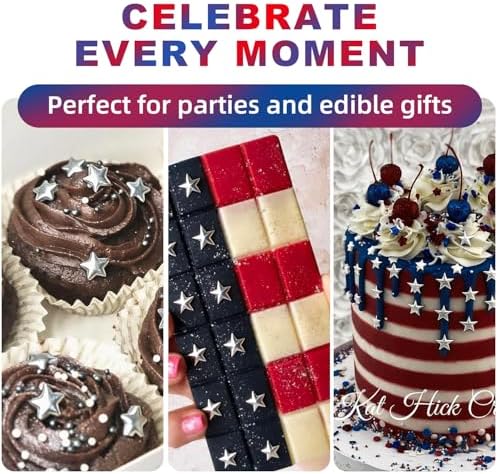 Sliver Star Sprinkles, 10MM Edible Candy Stars for Cake Decorating, Cupcakes, Cookies & Desserts, 4.2 oz Metallic Silver Sprinkles for 4th of July , Christmas, Wedding, Birthday, Holiday Baking Baby Shower - Image 4