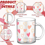 Tioncy 4 Pcs Valentines Heart Coffee Mugs 12 oz Heart Glass Cups with Handle Valentine's Day Pink Coffee Cup Sweet Love Gifts Drinking Mugs for Romantic Holiday Party - Image 3