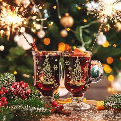 Sliner 6 Pcs Glass Coffee Mugs, Xmas Tree Irish Mugs with Handle - Image 5