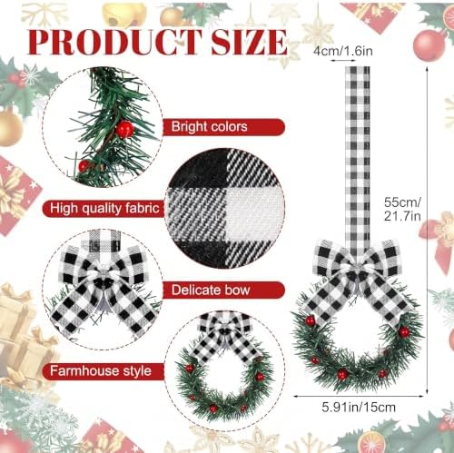 Retrowavy 12 Pcs Small Christmas Kitchen Cabinet Wreaths with Ribbon - Image 2