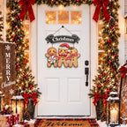 Gingerbread Christmas Decorations Welcome Wreath Wooden Front Door Sign - Image 2