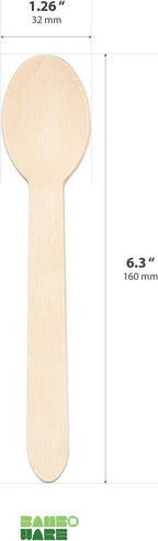 Wooden Spoons 300 Pieces | Natural Birch Wood Disposable Spoons | Biodegradable - Image 2