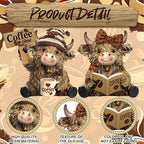 2 Pack Resin Highland Cow Figurine Decor, Coffee Theme - Image 4