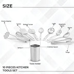 Avador® Premium Set of 10 Stainless Steel Kitchen Tool Set - Image 2