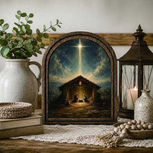 Nativity Scene Arched Decor, Christmas Manger Table Sign, 5.9x7.9 - Image 7