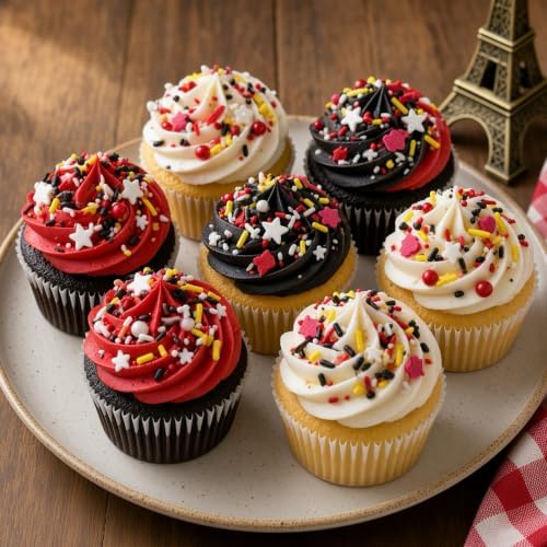 Yellow & Red & Black & White Sprinkles Mix Size Pearls Mouse Themed Cake Decorations Cupcake Toppers Perfect for Wedding Party Valentine Halloween Christmas Supplies 4.58OZ - Image 5