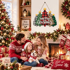 Christmas Decorations Plaid Leopard Christmas Tree Wooden Hanging Sign - Image 5