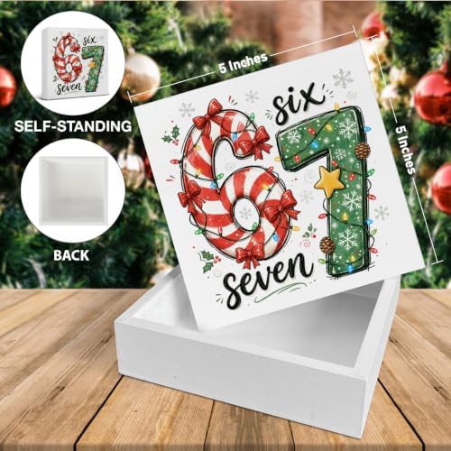 Funny 67 Meme Christmas Decor, Six Seven Christmas Wood Signs - Image 2