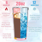 Christmas Gifts for Women 2025, 20 oz Pink Stainless Steel Christmas Coffee Tumblers with Lid and Straw, Insulated Coffee Travel Mug, Best Xmas Themed Gifts for Women Men Girls Teachers Coworkers - Image 2