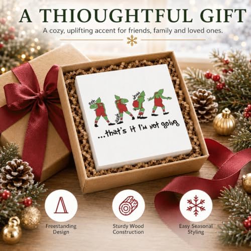That's It I'm Not Going Sign, Funny Christmas Wood Box Shelf Decor - Image 6