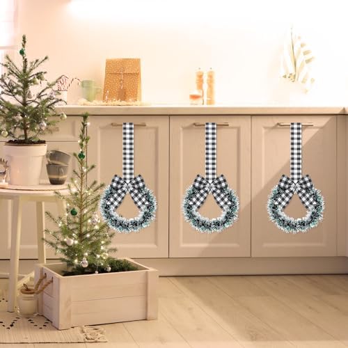 Retrowavy 12 Pcs Small Christmas Kitchen Cabinet Wreaths with Ribbon - Image 3