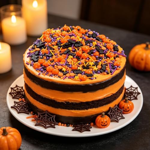 Sentovac Halloween Pumpkin Lantern Sprinkle Bats Jimmies Nonpareils Pearl Mix Edible for Cake Decorating Sugar Candy Cookie Cupcake Topper Baking Decorations Halloween Christmas Thankgiving Supplies - Image 7