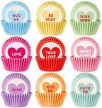 SANNIX 450Pcs Valentine's Day Cupcake Liners, Heart Candy Love XOXO Baking Cups Cupcake Wrappers Paper Wraps Muffin Liners for Valentines Day Wedding Birthday Party Candy Cake Decorations Supplies by SANNIX