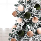 Christmas Tree Ornaments Velvet Balls - Pack of 15pcs Shatterproof Xmas Bulbs Decorations Set - Multicolor Green Brown Neutral, 80mm 3.15 inch - Image 6