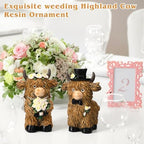 2 Pack Resin Highland Cow Figurine Decor, Wedding Theme Gifts - Image 5